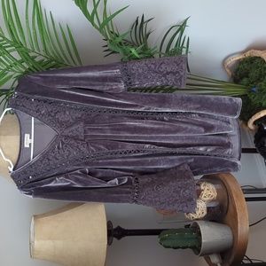 Velzera | Dresses | Velzera Boho Embroidered Velvet Tunic Dress Gray Sz  Small | Poshmark